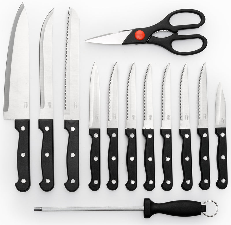 Cheer Collection 13pc Kitchen Knife Set with Wooden Block