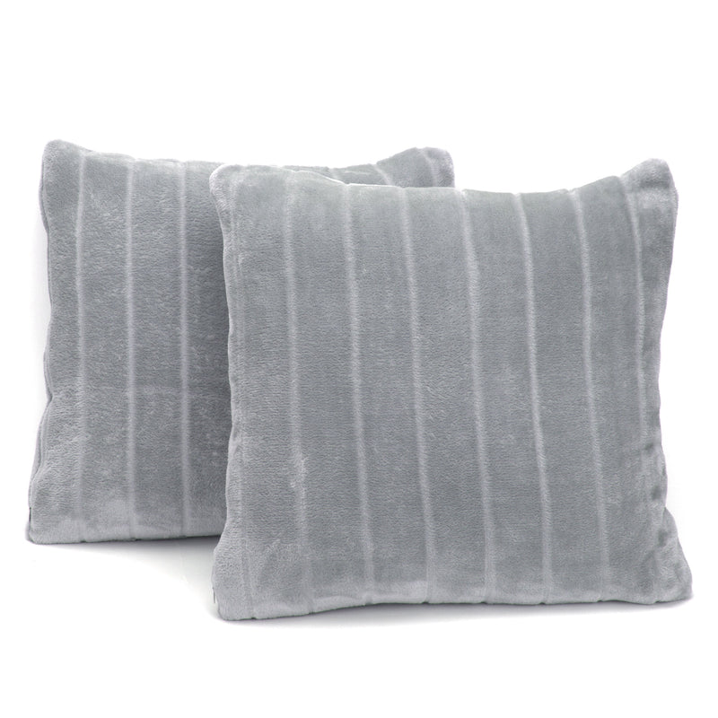 Cheer Collection 18 x 18 Flannel Throw Pillow with Striped Design - Gray