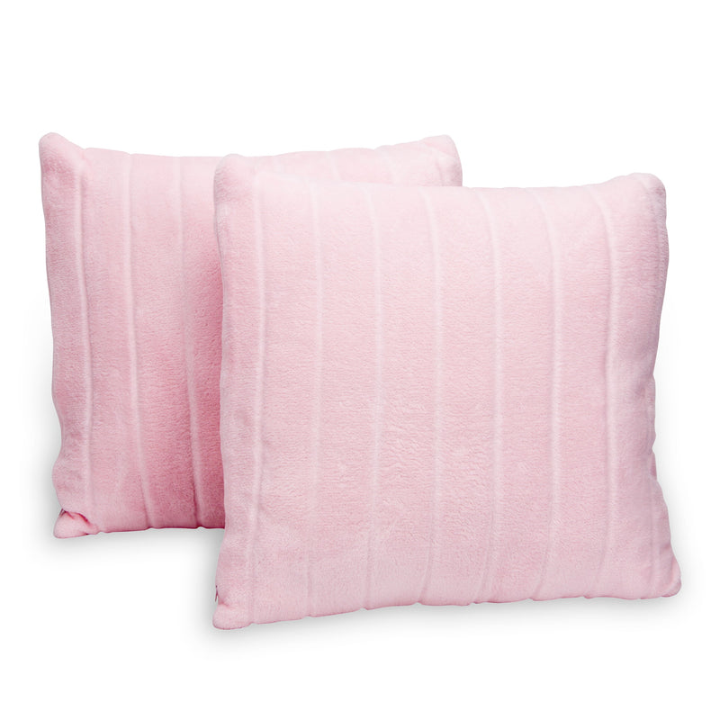 Cheer Collection 18 x 18 Flannel Throw Pillow with Striped Design - Gray
