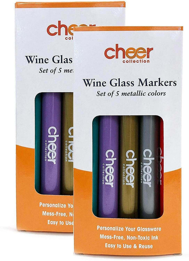 Cheer Collection 2 Packs of 5 Wine Glass Markers (10 Markers)