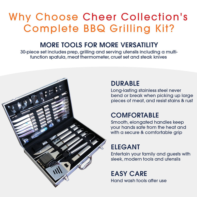 Cheer Collection 30 Piece BBQ Set with Aluminum Case