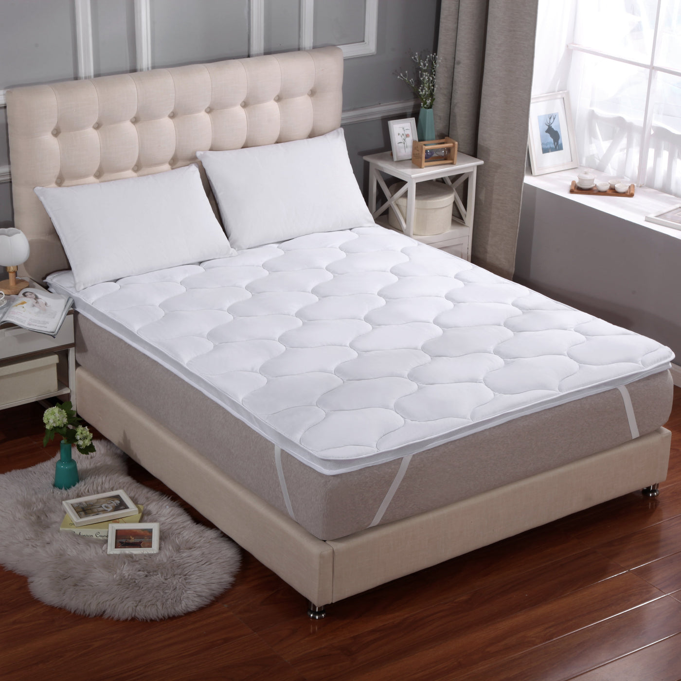 Cheer Collection Mattress Topper Pad and Mattress Protector - Twin