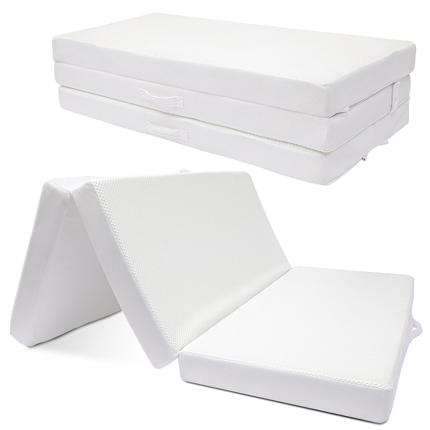 Cheer Collection 4" Folding Mattress, Tri-Fold Floor Mat for Compact Storage with Soft Bamboo Washable Cover- Foldable Sleeping Pad and Floor Mattress - Cheer Collection