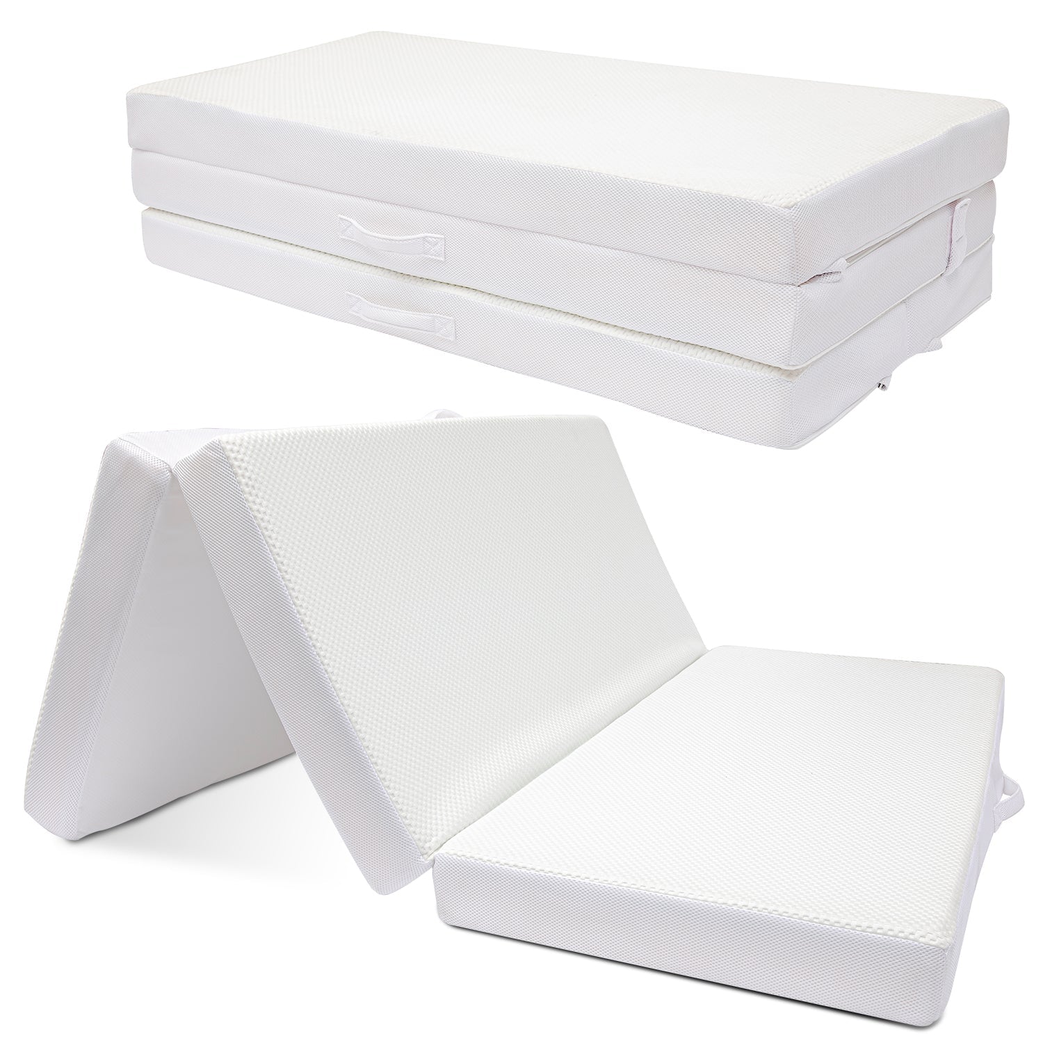 Cheer Collection 4" Folding Mattress, Tri-Fold Floor Mat for Compact Storage with Soft Bamboo Washable Cover- Foldable Sleeping Pad and Floor Mattress - Cheer Collection
