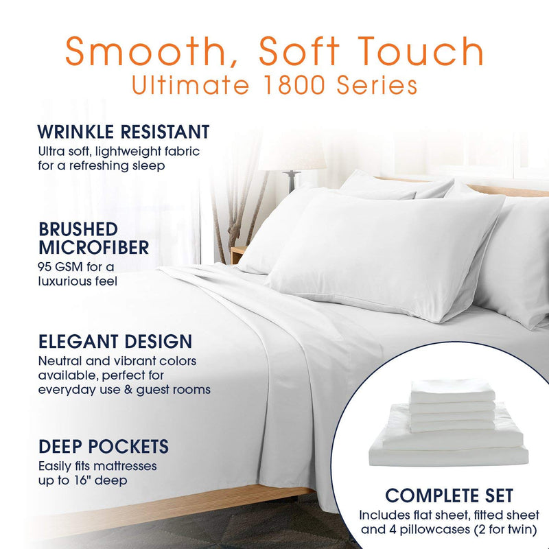 Cheer Collection 6 Piece 1800 Series Sheet Set - Assorted Colors & Sizes