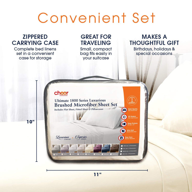 Cheer Collection 6 Piece 1800 Series Sheet Set - Assorted Colors & Sizes