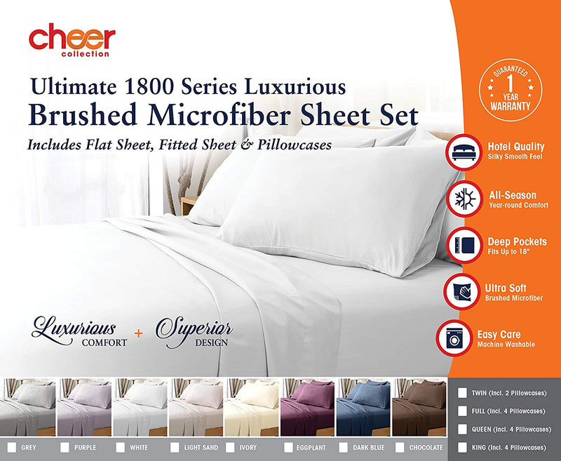 Cheer Collection 6 Piece 1800 Series Sheet Set - Assorted Colors & Sizes