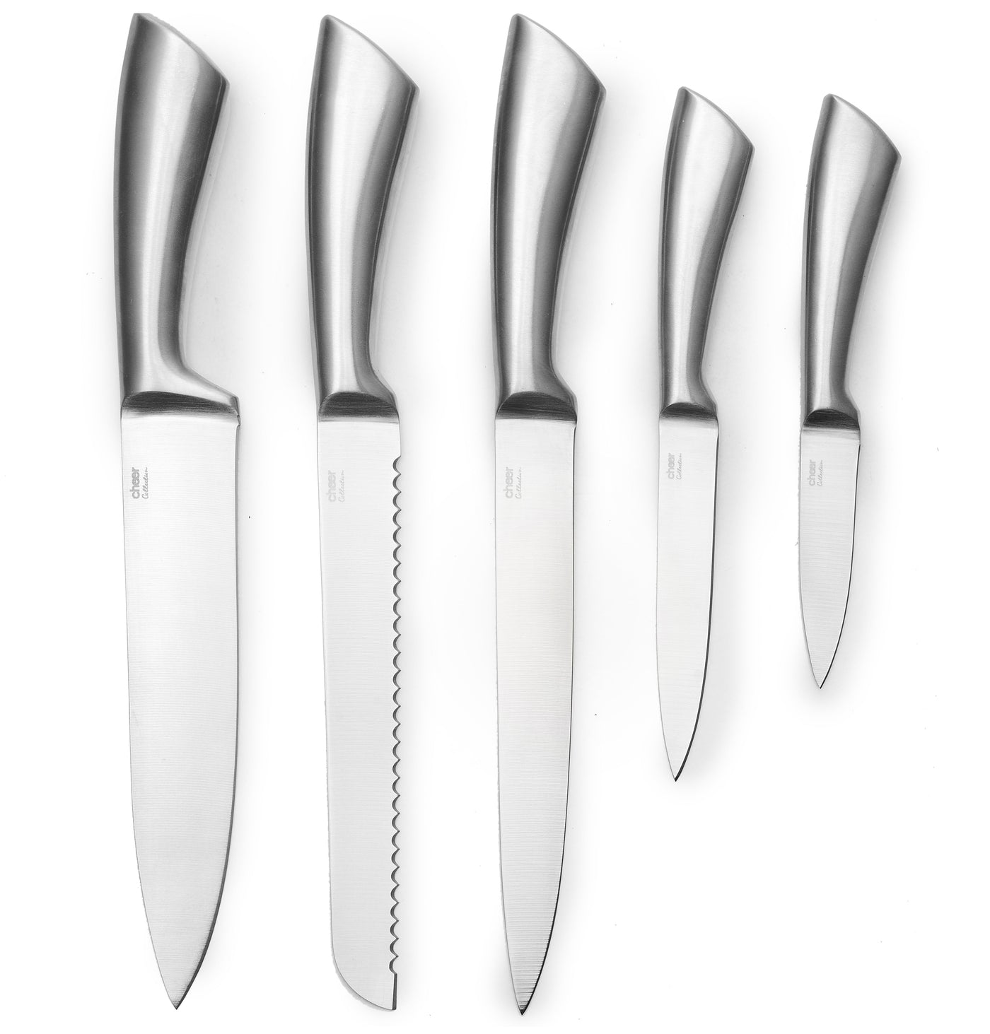 Cheer Collection 6 Piece Stainless Steel Chef Knife Set with Acrylic Stand