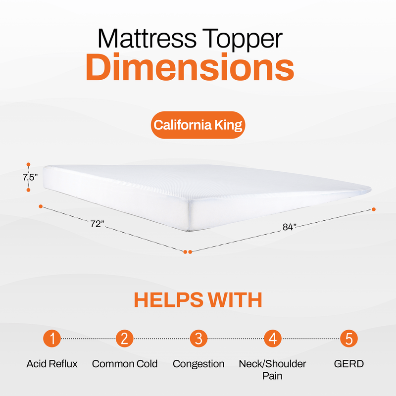 Cheer Collection Acid Reflux Bed Wedge Mattress Topper for Sleeping with Gel-Infused Memory Foam