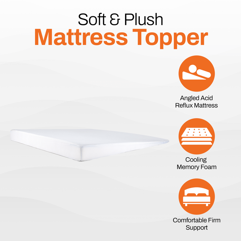 Cheer Collection Acid Reflux Bed Wedge Mattress Topper for Sleeping with Gel-Infused Memory Foam