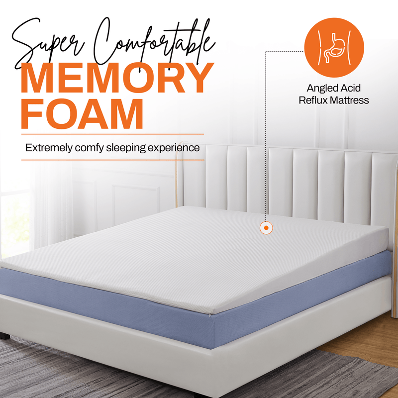 Cheer Collection Acid Reflux Bed Wedge Mattress Topper for Sleeping with Gel-Infused Memory Foam