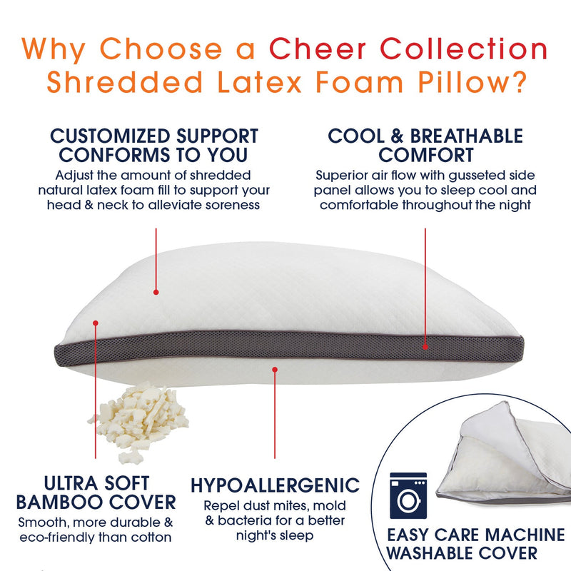 Cheer Collection Adjustable Shredded Latex Air Pillow with Gusset - Set of 2