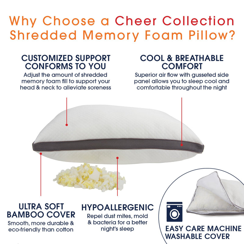 Cheer Collection Adjustable Shredded Memory Foam Air Pillow with Gusset  - Set of 2