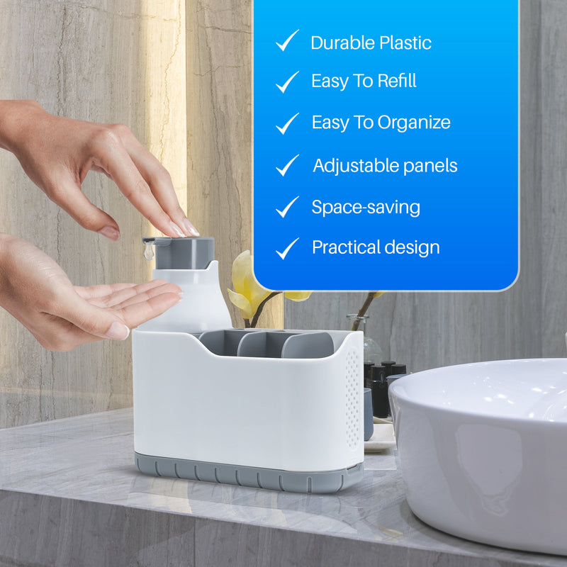 Cheer Collection Bathroom Organizer with Foaming Soap Pump & Dispenser