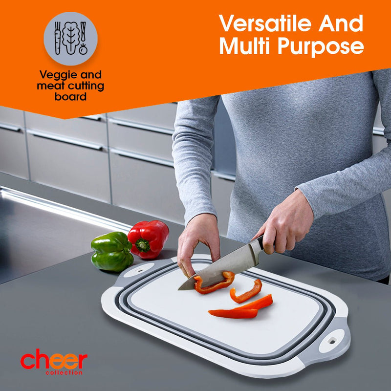 Cheer Collection Collapsible Cutting Board, Gray