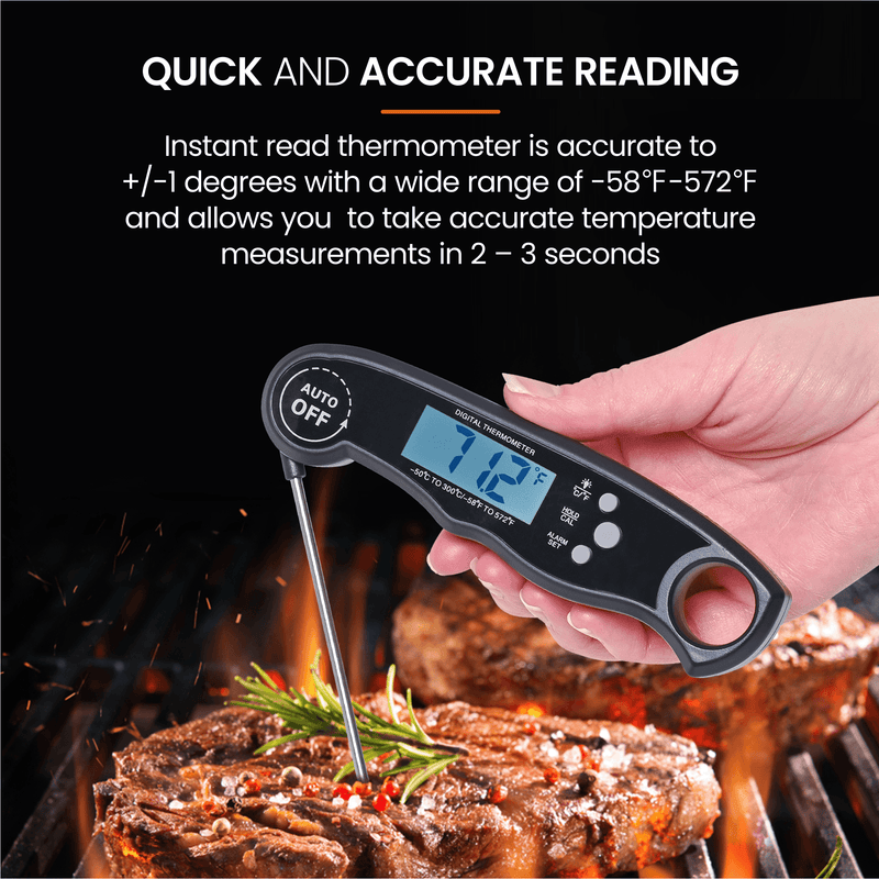 Cheer Collection Digital Meat Thermometer, Instant Read Food Thermometer  with Backlight LCD Screen, Foldable Cooking Thermometer for BBQ and Kitchen  - Cheer Collection