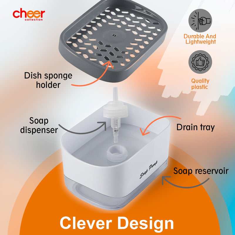 Cheer Collection Dish Soap Dispenser and Sponge Holder