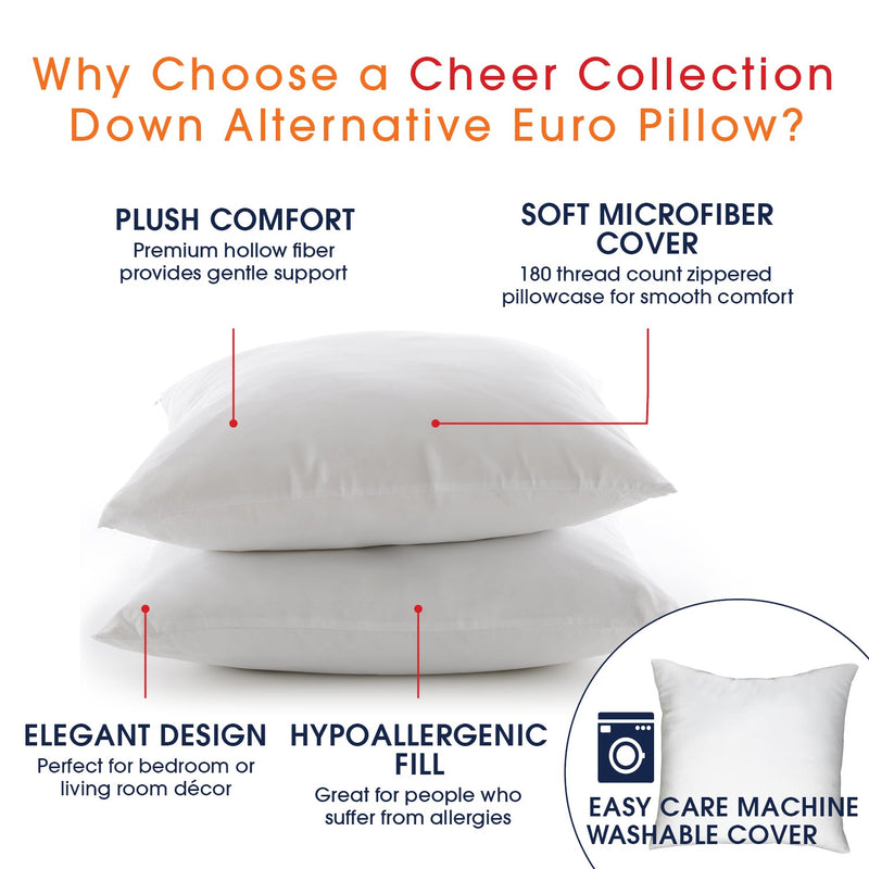 Cheer Collection Euro Square Pillow 26" x 26" (Set of 2)