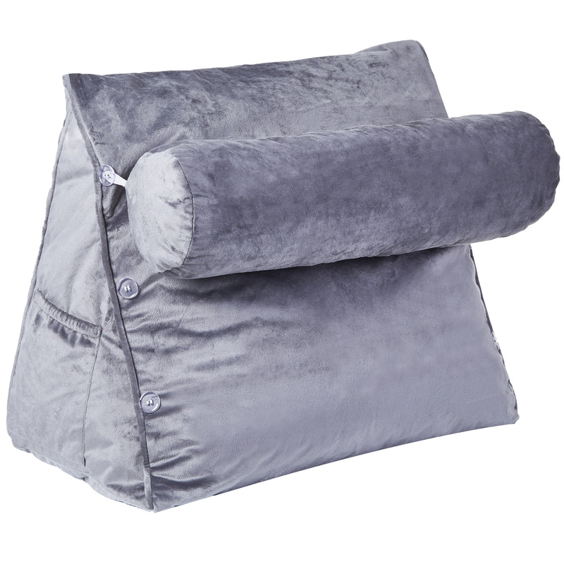 Cheer Collection Extra Large Wedge Shaped Reading and TV Pillow with Adjustable Neck Pillow