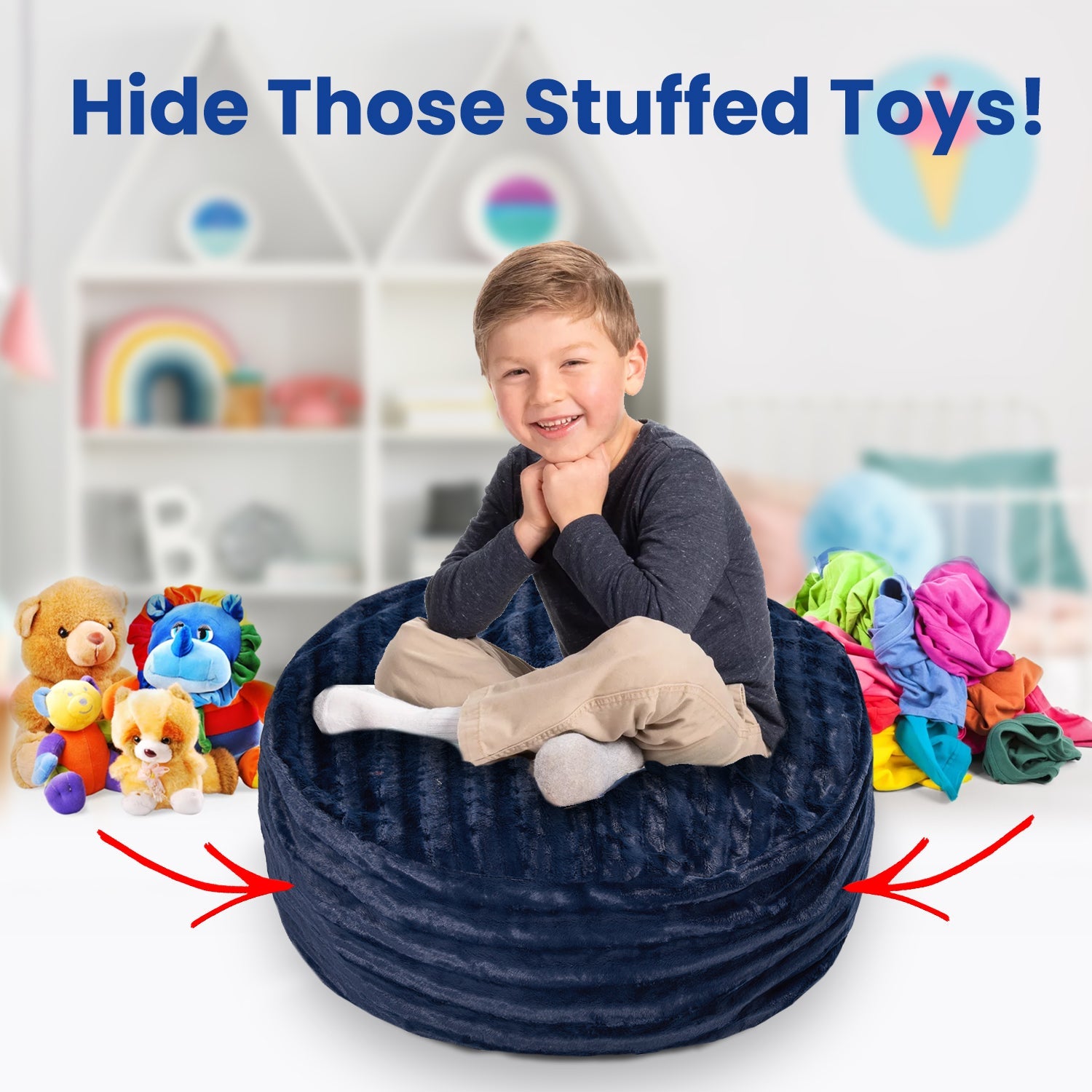 Cheer Collection Faux Fur Bean Bag and Stuffed Animal Storage Case - Cheer Collection