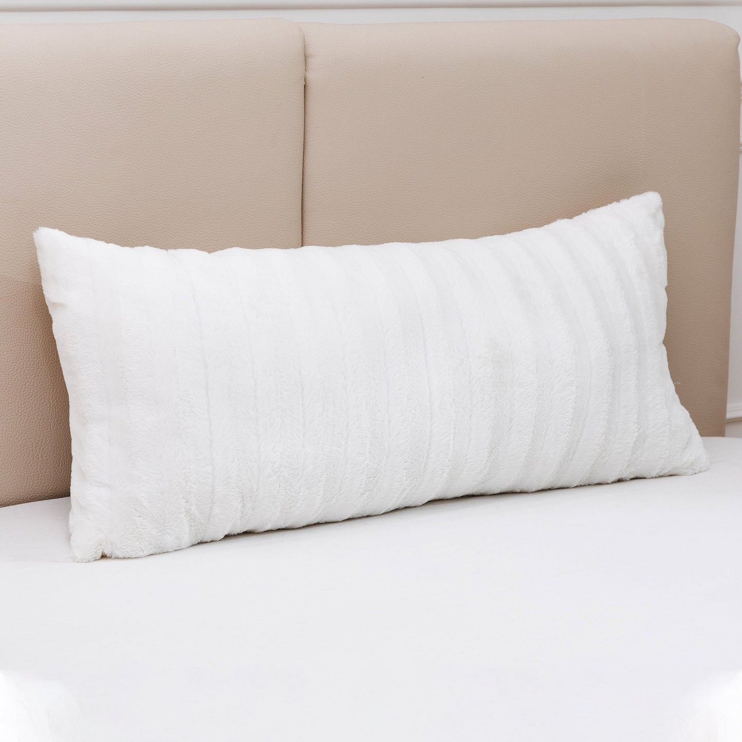 Cheer Collection Faux Fur Throw Pillow - 18" x 40" Long Decorative Body Pillow for Bed or Couch