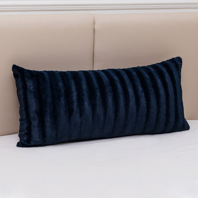 Navy blue fur pillow top