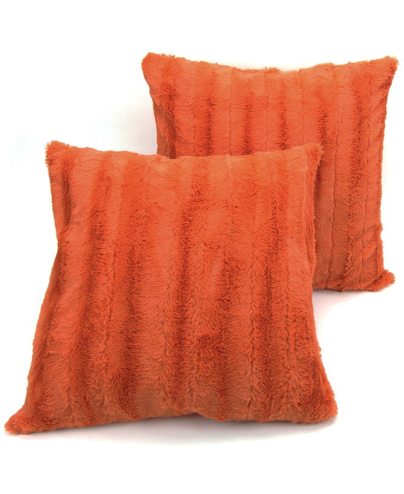 Cheer Collection Faux Fur Throw Pillows - Set of 2 Decorative Couch Pillows - 24" x 24"