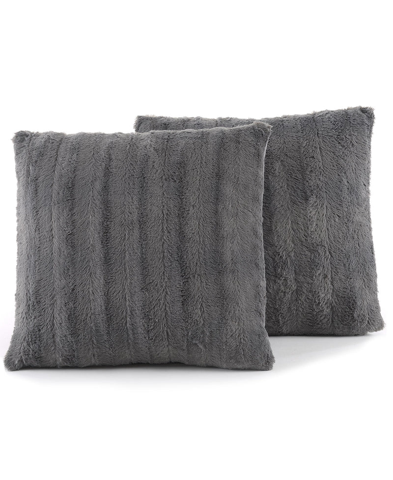 Cheer Collection Faux Fur Throw Pillows - Set of 2 Decorative Couch Pillows - 24" x 24"