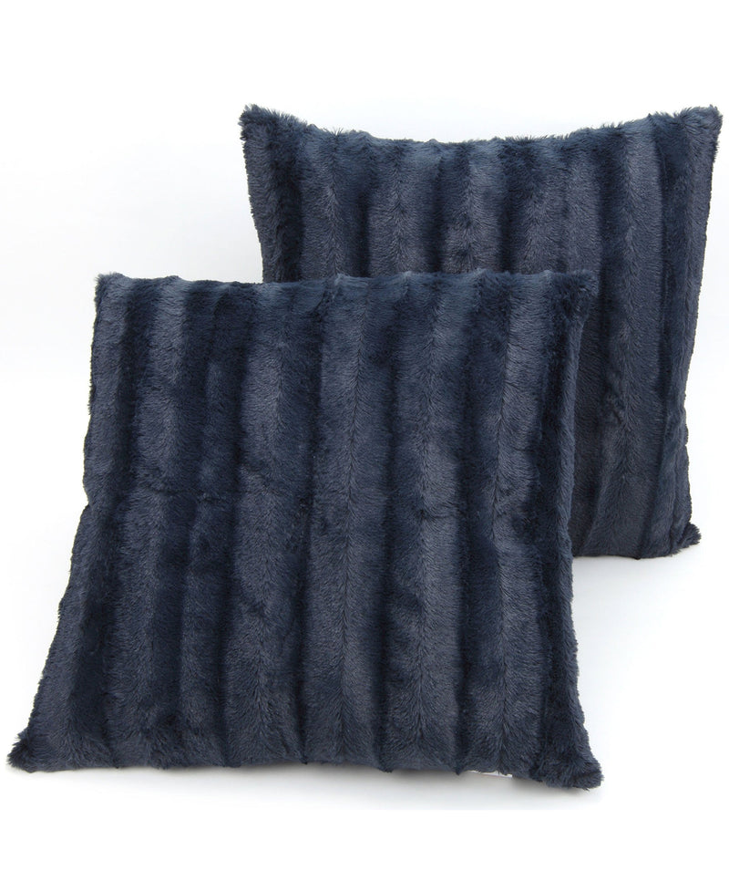 Cheer Collection Faux Fur Throw Pillows - Set of 2 Decorative Couch Pillows - 24" x 24"