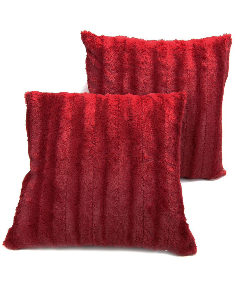 Cheer Collection Faux Fur Throw Pillows - Set of 2 Decorative Couch Pillows - 24" x 24"