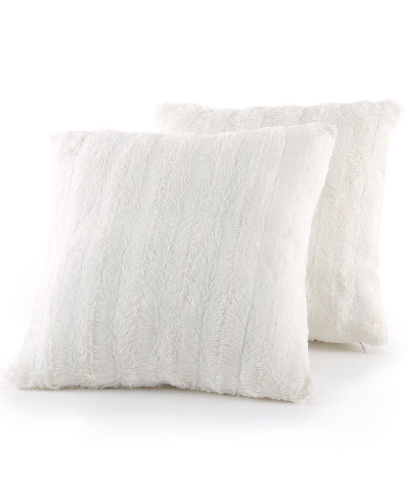 Cheer Collection Faux Fur Throw Pillows - Set of 2 Decorative Couch Pillows - 24" x 24"