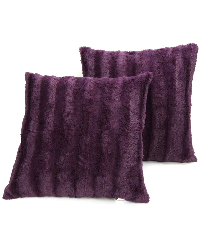 Cheer Collection Faux Fur Throw Pillows - Set of 2 Decorative Couch Pillows - 24" x 24"