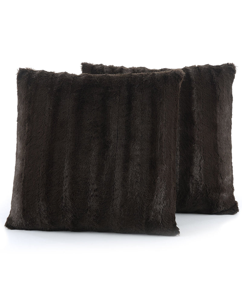 Cheer Collection Faux Fur Throw Pillows - Set of 2 Decorative Couch Pillows - 24" x 24"