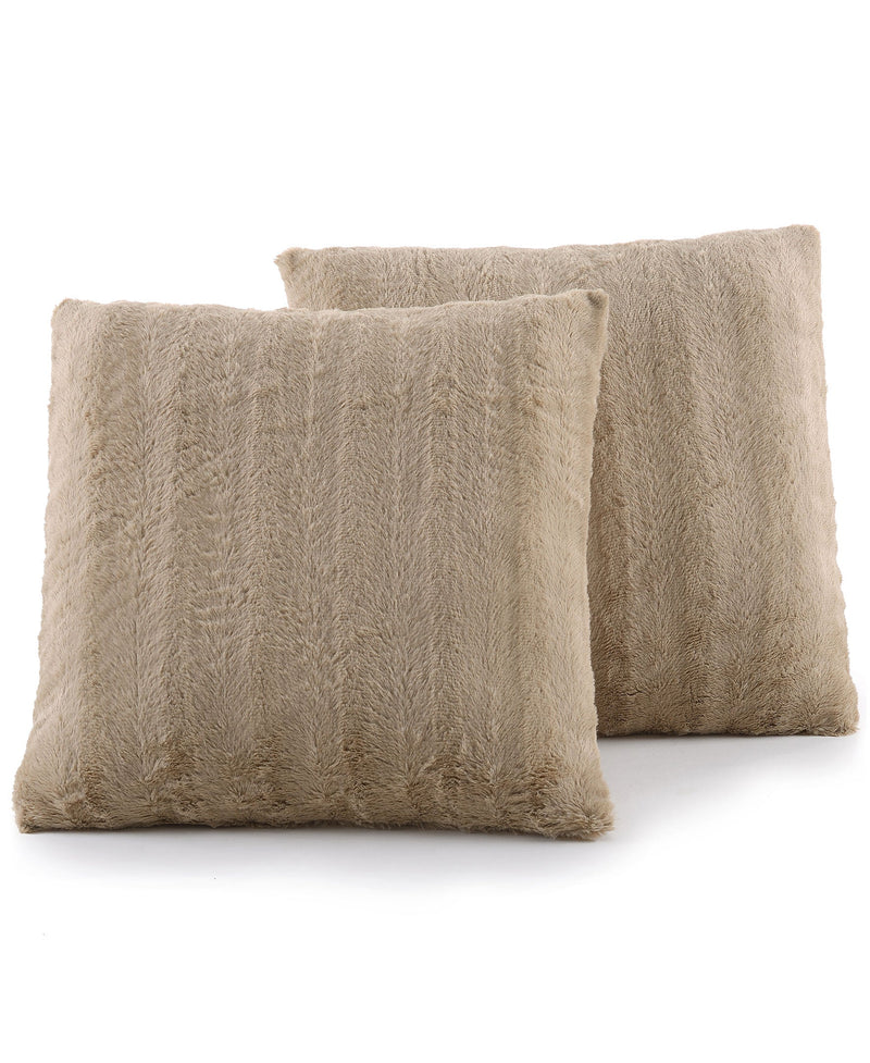 Cheer Collection Faux Fur Throw Pillows - Set of 2 Decorative Couch Pillows - 26" x 26"