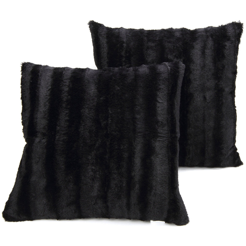 Cheer Collection Faux Fur Throw Pillows - Set of 2 Decorative Couch Pillows - 26" x 26"