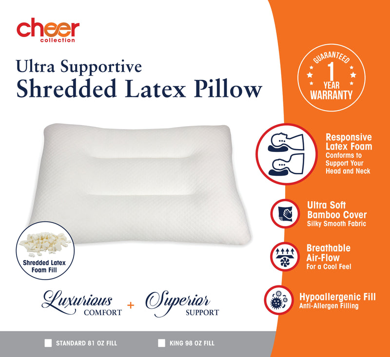 Cheer Collection Firm with Bamboo Cover Shredded Latex Pillow