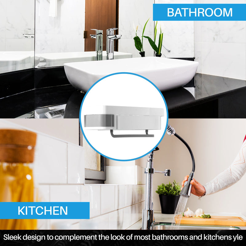 Cheer Collection Floating Bathroom Organizer & Shower Caddy with Towel Hanger for Bath or Kitchen - No Drilling Required