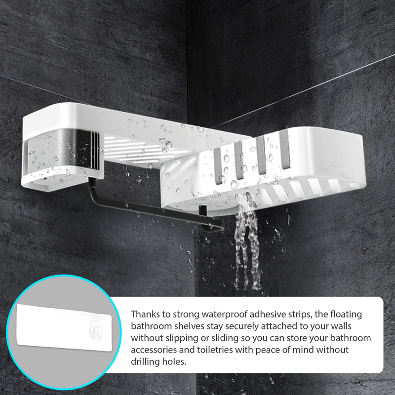 Cheer Collection Floating Bathroom Organizer & Shower Caddy with Towel Hanger for Bath or Kitchen - No Drilling Required
