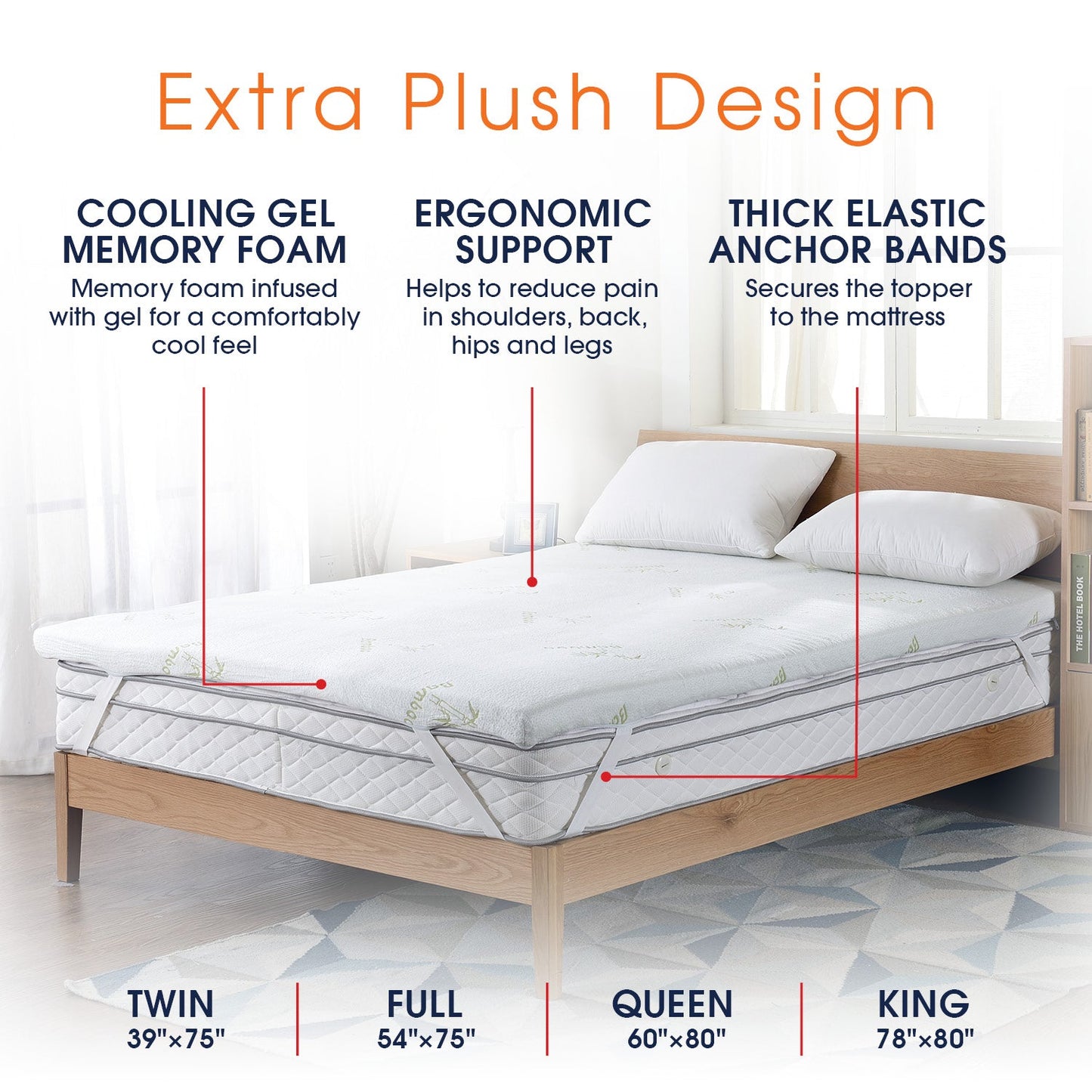 Cheer Collection Gel Infused 2.5 inch Cool Mattress Topper