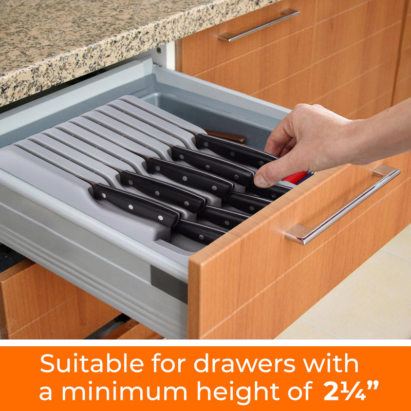 Cheer Collection Kitchen Drawer Knife Organizer - Space Saving Tray to Keep Knives Organized