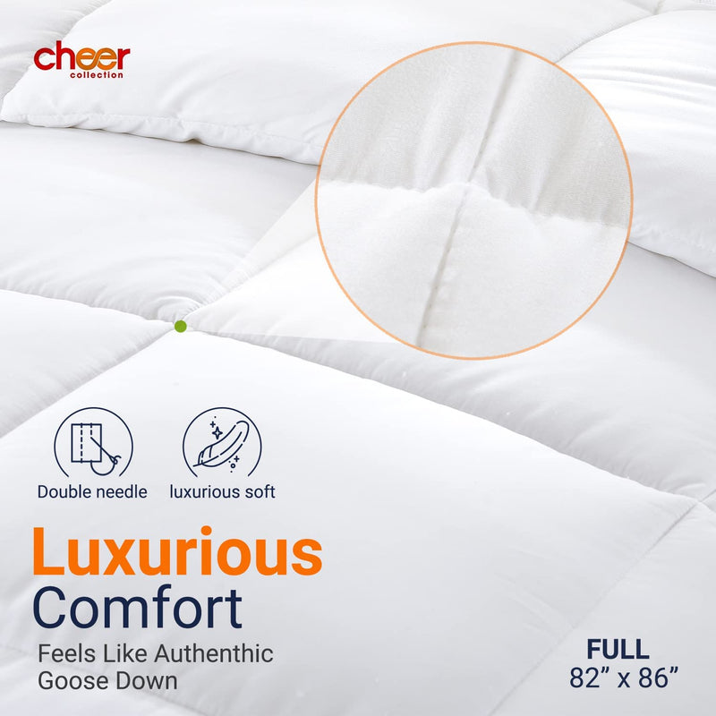 Cheer Collection Luxurious Duvet Insert | Super Plush Goose Down Alternative Twin Size White Comforter