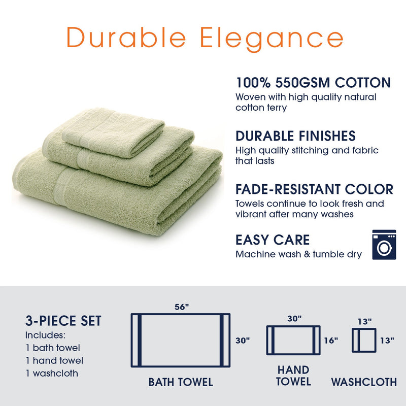 Cheer Collection Luxurious Towel Set - Super Soft and Absorbent 3 Piece Towel Set in Gray for Home and Bath