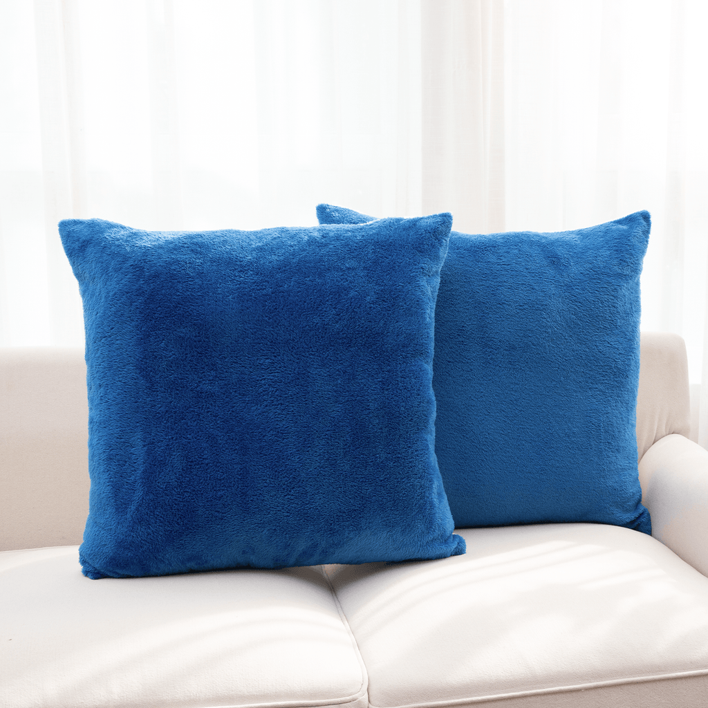 Cheer Collection Microsherpa Throw Pillow - Ultra Soft and Fluffy, Elegant Home Decor, Velvet Stylish Accent Pillows - 18" x 18" - Set of 2 - Cheer Collection
