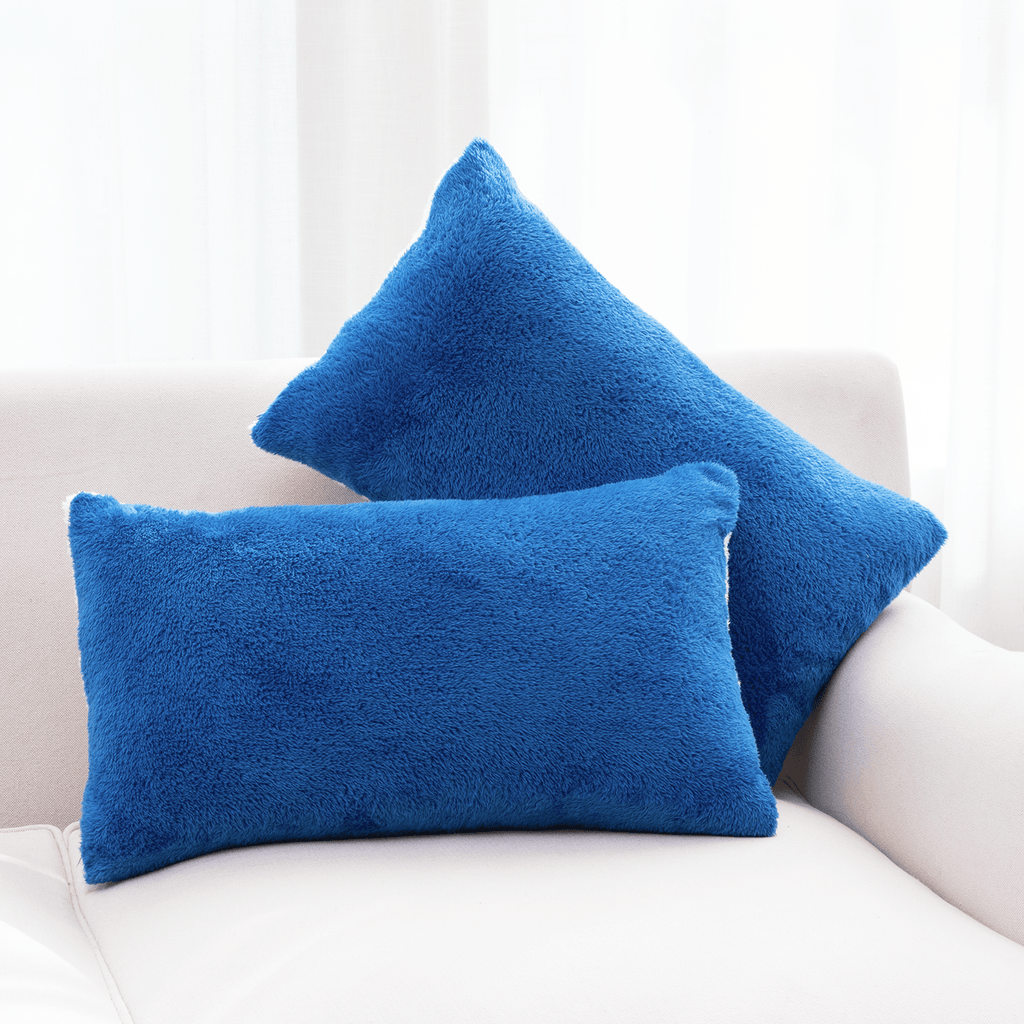 Cheer Collection Microsherpa Throw Pillow Ultra Soft and Fluffy, Elegant Home Decor, Velvet Stylish Accent Pillows - Set of 2 - Cheer Collection