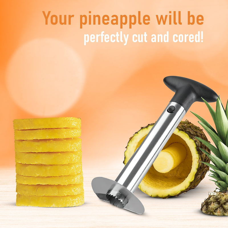 Cheer Collection Pineapple Corer And Slicer Tool, Stainless Steel Pineapple Core Remover with Non Slip Handle