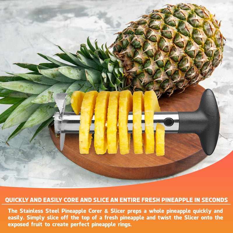 Cheer Collection Pineapple Corer And Slicer Tool, Stainless Steel Pineapple Core Remover with Non Slip Handle