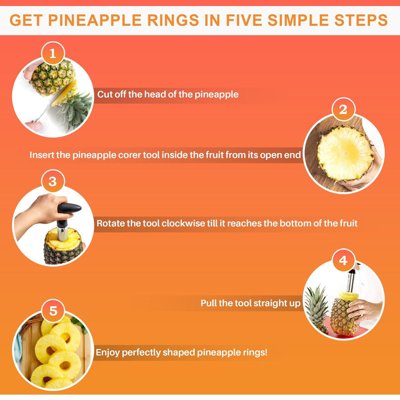 Cheer Collection Pineapple Corer And Slicer Tool, Stainless Steel Pineapple Core Remover with Non Slip Handle