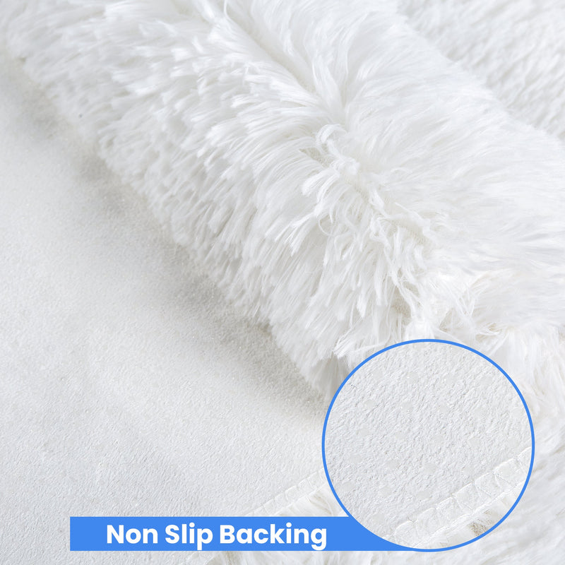 Cheer Collection Plush Shaggy Hair Area Rug - Anti Slip Bottom - Fuzzy Rug 24" x 34" - White