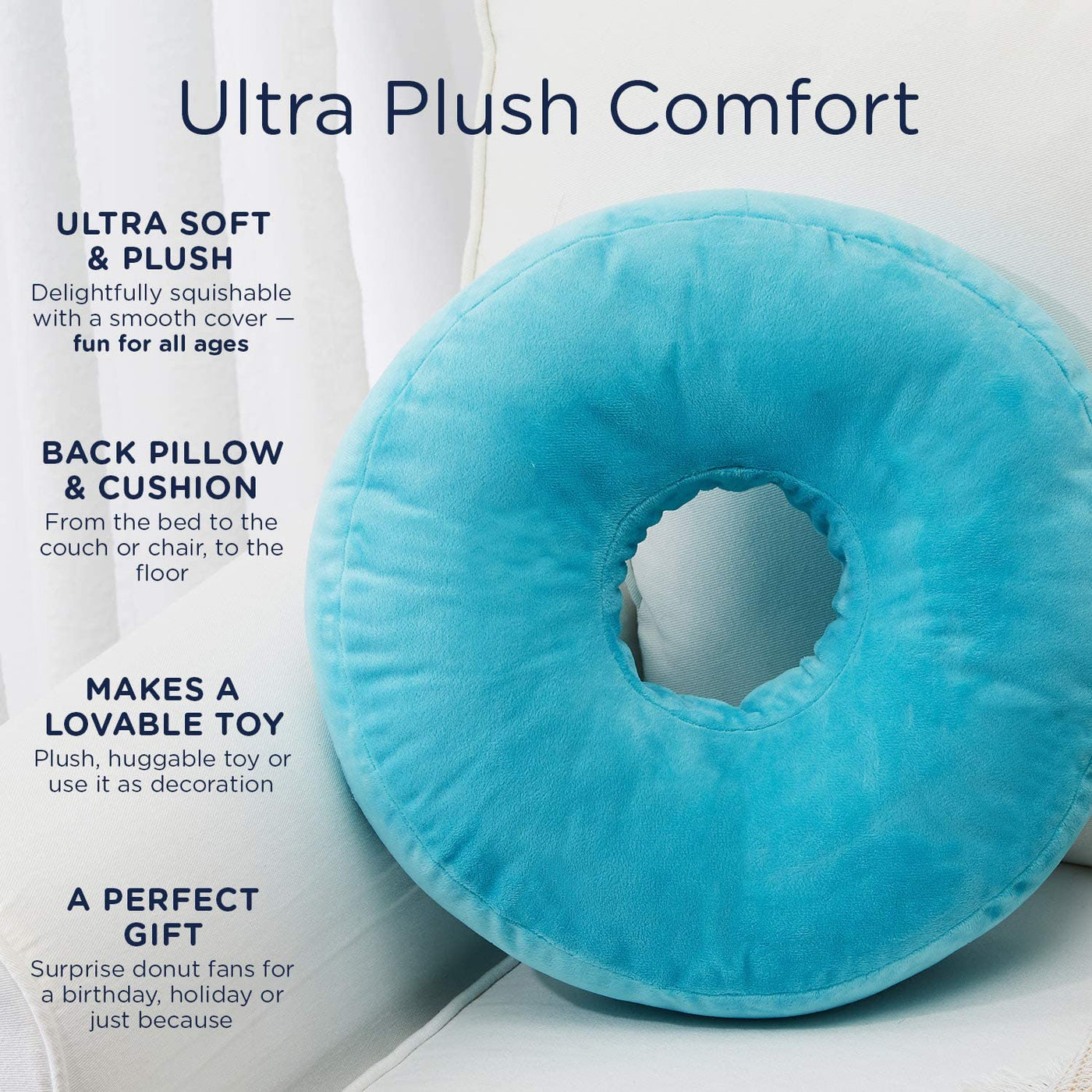 Cheer Collection Round Donut Pillow - White