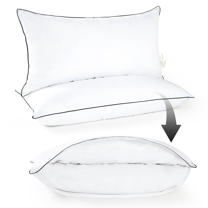 Cheer Collection Set of 2 Adjustable Layer Pillows - Two Bed Pillows with Removable Gel Fiber Fill Inserts for Sleeping